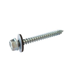 HEX WASHER HEAD WOOD SCREW WITH BONDED WASHER, UNDER CUT & PARTIAL THREAD HEAD Z/P 6.3X60 MM. HEX WASHER HEAD WOOD SCREW WITH BONDED WASHER, UNDER CUT & PARTIAL THREAD HEAD Z/P 6.3X60 MM.