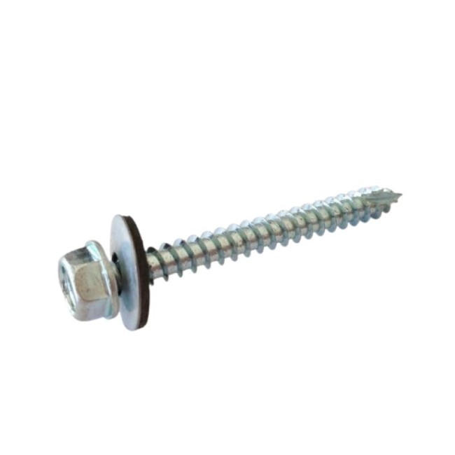 HEX WASHER HEAD WOOD SCREW WITH BONDED WASHER, UNDER CUT & PARTIAL THREAD HEAD Z/P 6.3X60 MM.
