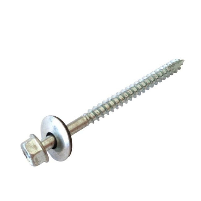 HEX WASHER HEAD WOOD SCREW WITH BONDED WASHER, UNDER CUT & PARTIAL THREAD HEAD Z/P 6.3X80 MM.