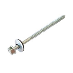 HEX WASHER HEAD WOOD SCREW WITH BONDED WASHER, UNDER CUT & PARTIAL THREAD HEAD Z/P 6.3X100 MM. HEX WASHER HEAD WOOD SCREW WITH BONDED WASHER, UNDER CUT & PARTIAL THREAD HEAD Z/P 6.3X100 MM.