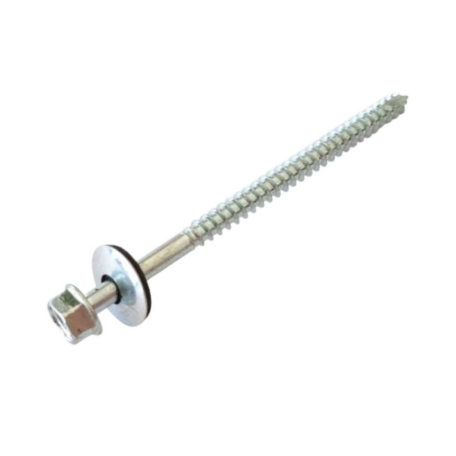 HEX WASHER HEAD WOOD SCREW WITH BONDED WASHER, UNDER CUT & PARTIAL THREAD HEAD Z/P 6.3X100 MM.