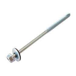 HEX WASHER HEAD WOOD SCREW WITH BONDED WASHER, UNDER CUT & PARTIAL THREAD HEAD Z/P 6.3X120 MM. HEX WASHER HEAD WOOD SCREW WITH BONDED WASHER, UNDER CUT & PARTIAL THREAD HEAD Z/P 6.3X120 MM.