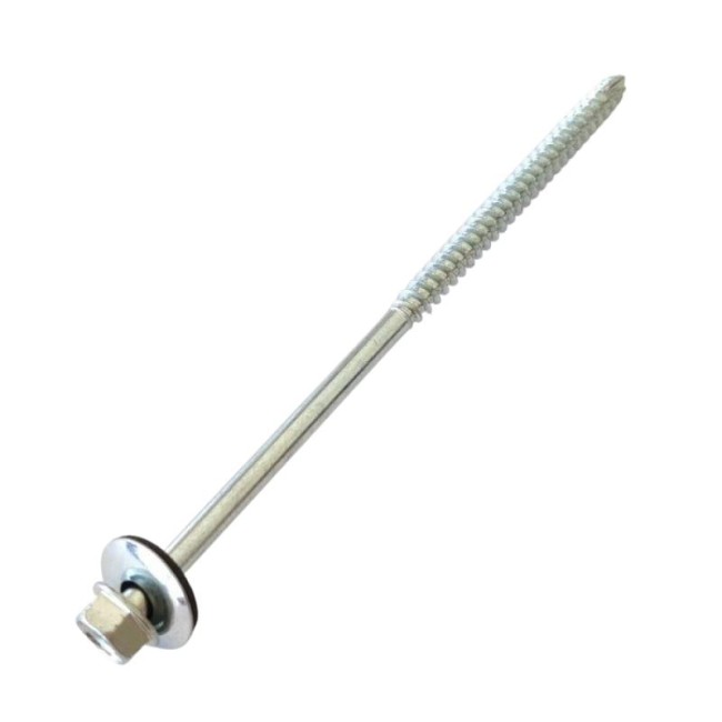 HEX WASHER HEAD WOOD SCREW WITH BONDED WASHER, UNDER CUT & PARTIAL THREAD HEAD Z/P 6.3X140 MM.