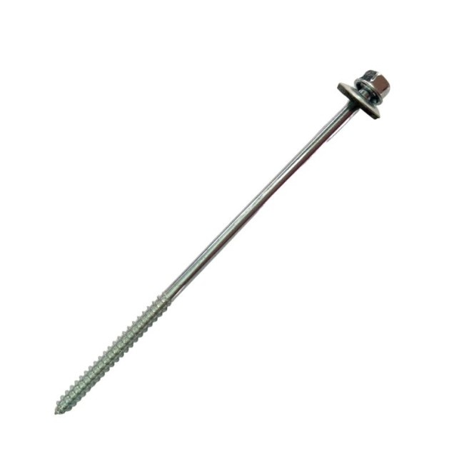 HEX WASHER HEAD WOOD SCREW WITH BONDED WASHER, UNDER CUT & PARTIAL THREAD HEAD Z/P 6.3X160 MM.
