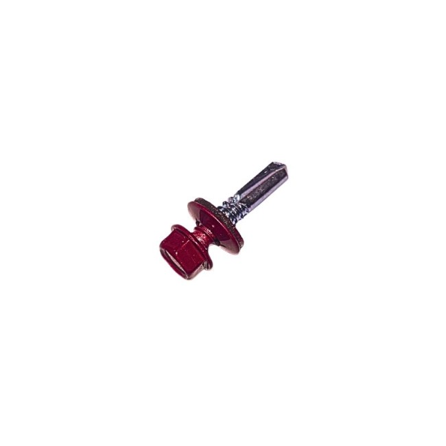 SELF DRILLING SCREWS H.W.H WITH WASHER EPDM 1/4X16 mm.RED (R.3016)(D.C 10) 6.3X30 ΜΜ.