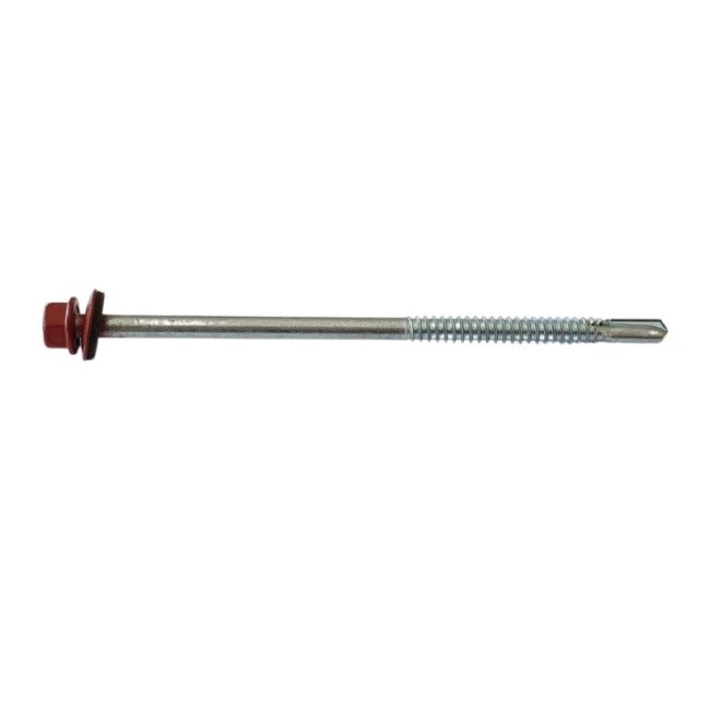 SELF DRILLING SCREWS H.W.H WITH WASHER EPDM 1/4X16 mm.RED (R.3016)(D.C 10) 6.3X130 ΜΜ.