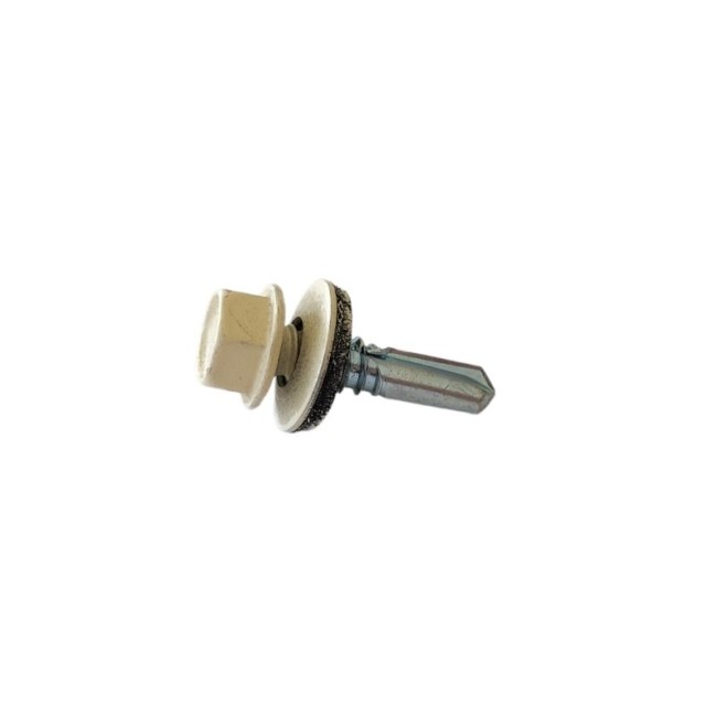 SELF DRILLING SCREWS H.W.H WITH WASHER EPDM 1/4X16 mm.CREAM (R.1015)(D.C 10) 6.3X25 ΜΜ.