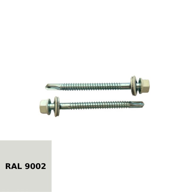 SELF DRILLING SCREWS H.W.H WITH WASHER EPDM 1/4X16 mm. WHITE (R.9002)(D.C 10) 6.3X110 ΜΜ.