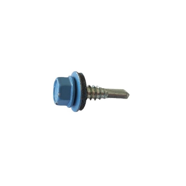 SELF DRILLING SCREWS H.W.H WITH WASHER EPDM 1/4X16 mm.BLUE (R.5024)(D.C 10) 6.3X25 ΜΜ.