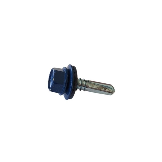 SELF DRILLING SCREWS H.W.H WITH WASHER EPDM 1/4X16 mm.BLUE (R.5010)(D.C 10) 6.3X25 ΜΜ.