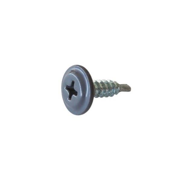 SELF DRILLING SCREW PLILLIPS WAFER HEAD GREY (R.7015) THIN DRILL POINT PH2 (D.C 1.5) 4.2X16 MM.