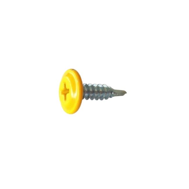 SELF DRILLING SCREW PLILLIPS WAFER HEAD YELLOW (R.1028) THIN DRILL POINT PH2 (D.C 1.5) 4.2X16 MM.