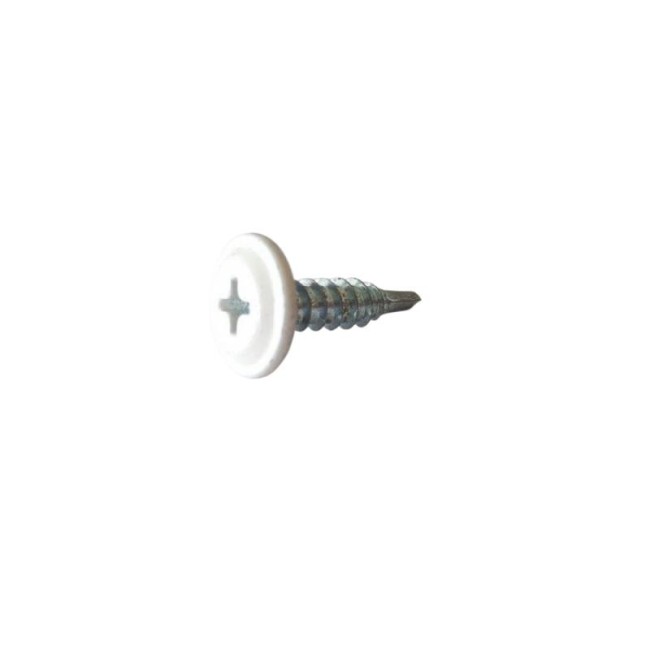 SELF DRILLING SCREW PLILLIPS WAFER HEAD WHITE (R.9002) THIN DRILL POINT PH2 (D.C 1.5) 4.2X16 MM.