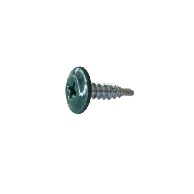 SELF DRILLING SCREW PLILLIPS WAFER HEAD GREEN (R.6005) THIN DRILL POINT PH2 (D.C 1.5) 4.2X16 MM.