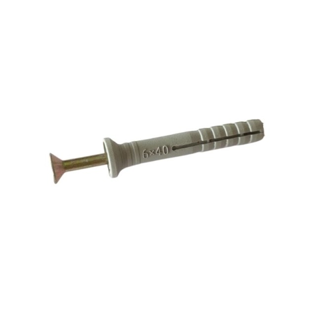 HAMMER PLASTIC ANCHOR (P.A) WITH WASHER AND YZP SCREW M6X40 MM.