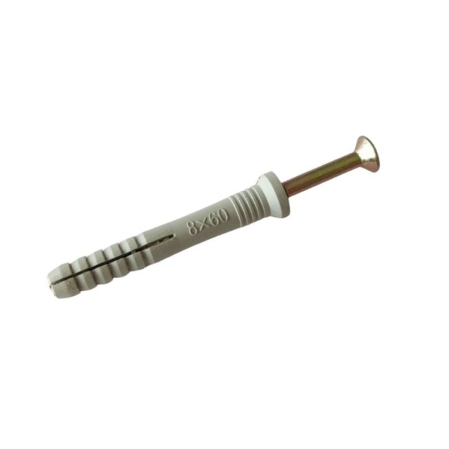 HAMMER PLASTIC ANCHOR (P.A) WITH WASHER AND YZP SCREW M8X60 MM.