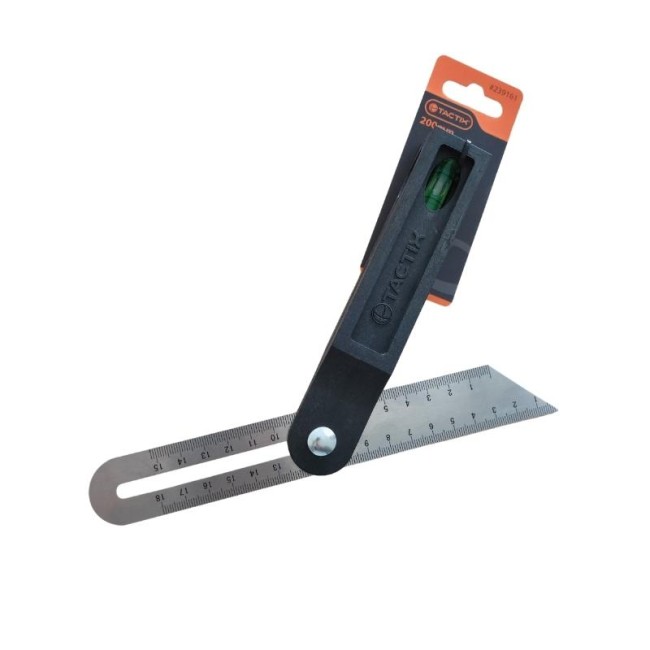 STEEL RULER WITH LEVEL 200mm.