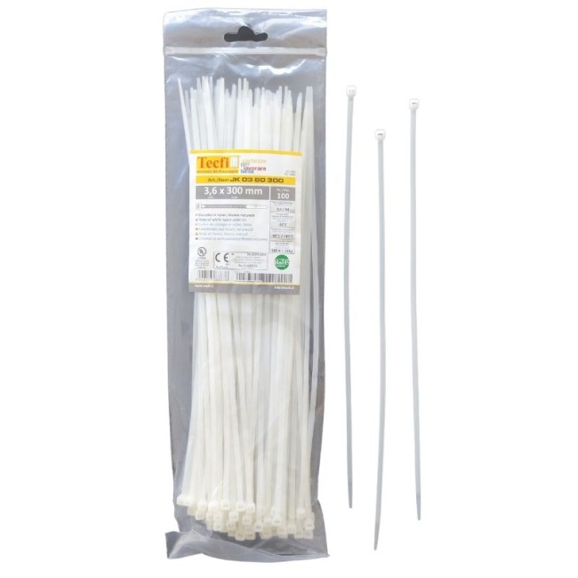 NATURAL WHITE CABLE TIE, 100PCS BAG, CE 3.6Χ300 ΜΜ.