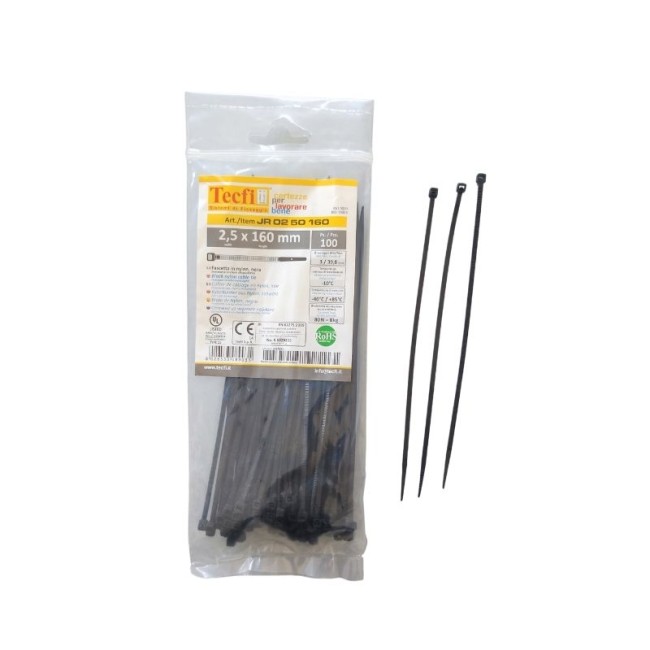 BLACK NYLON  CABLE TIE, 100PCS BAG, CE 2.5Χ160 ΜΜ.