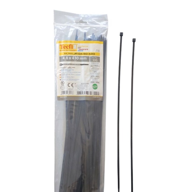 BLACK NYLON  CABLE TIE, 100PCS BAG, CE 4.8Χ430 ΜΜ.