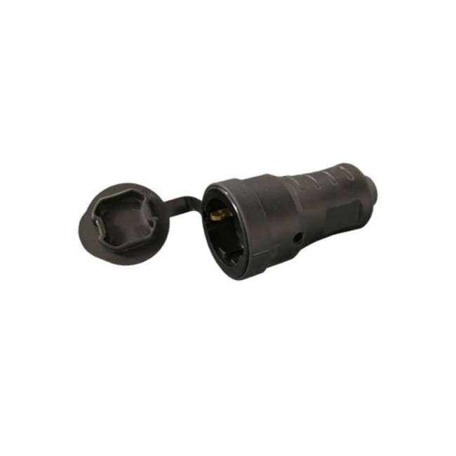 SCHUKO PVC MALE PLUG WITH CAP  ( BLACK )