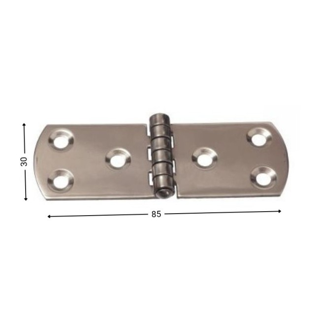 ROUND BUTT HINGER INOX304-A2 3 HOLE 1.5 mm. 30X85 ΜΜ.