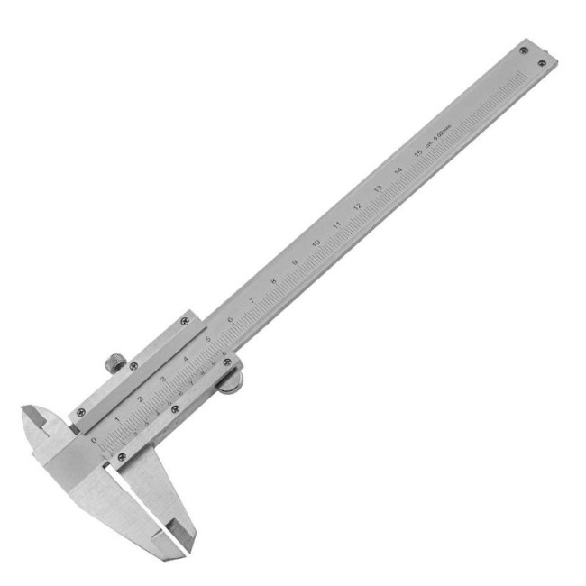 SLIDE GAUGE  SCALE INTERVAL 0.02mm. WITH DEPTH GAGE DOUBLE SCALE METAL 150 mm.