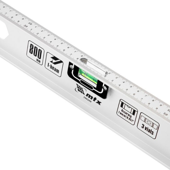 ALUMINIUM SPIRIT LEVEL RAIL 2 VIALS  800 mm.