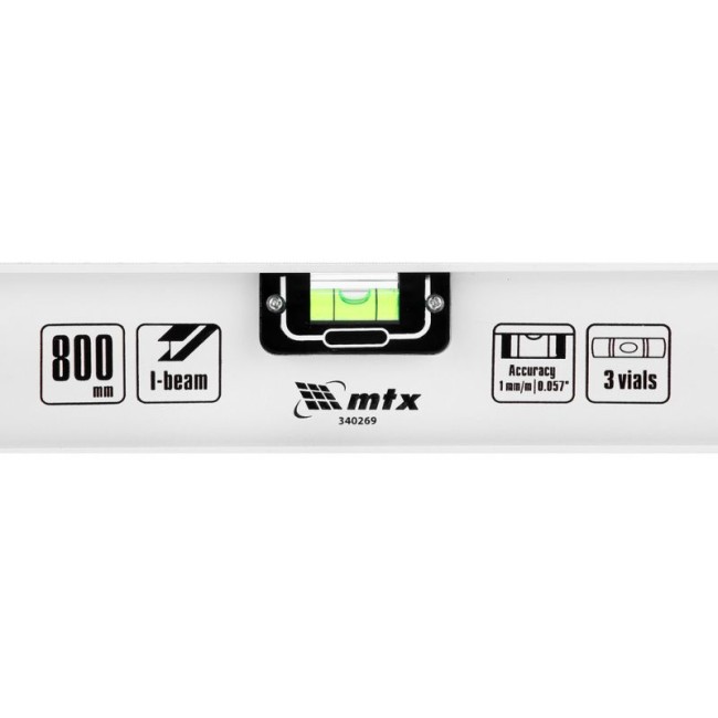 ALUMINIUM SPIRIT LEVEL RAIL 2 VIALS  800 mm.