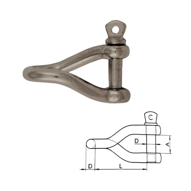 INOX TWISTED SHACKLE 316 S. 4 mm.