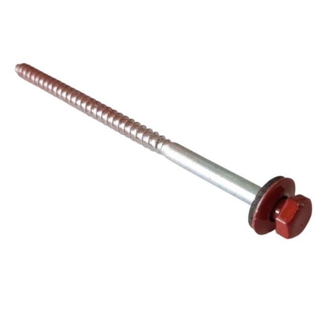 HEX HEAD COACH SCREW Z/P RED HEAD (R.3016) M6X120 MM.