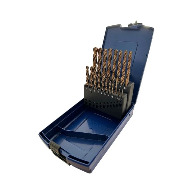 SET IRON DRILL HSS-Co5(33385) 19 PCS 1-10mm.