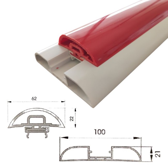 BUMPER PROFILE HEAVY DUTY WP100 (R.9010) & SOFT STRIPE WPC (R.3002) 100X21 MM.